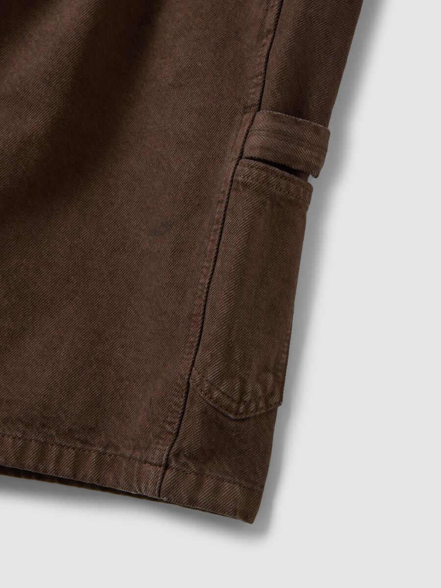 Brown pure cotton bermuda shorts_5