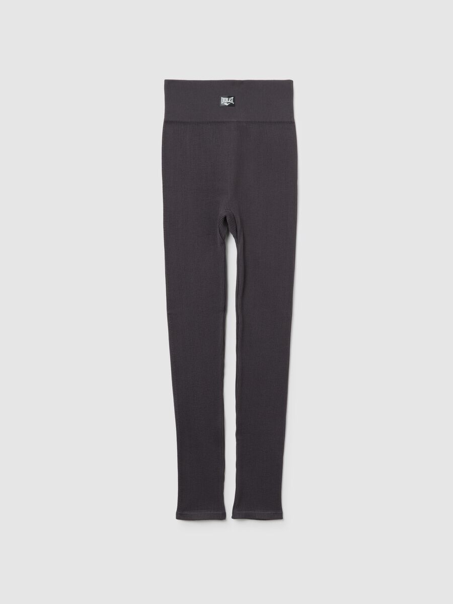 Leggings lunghi grigi a righe regular fit con logo Everlast_0