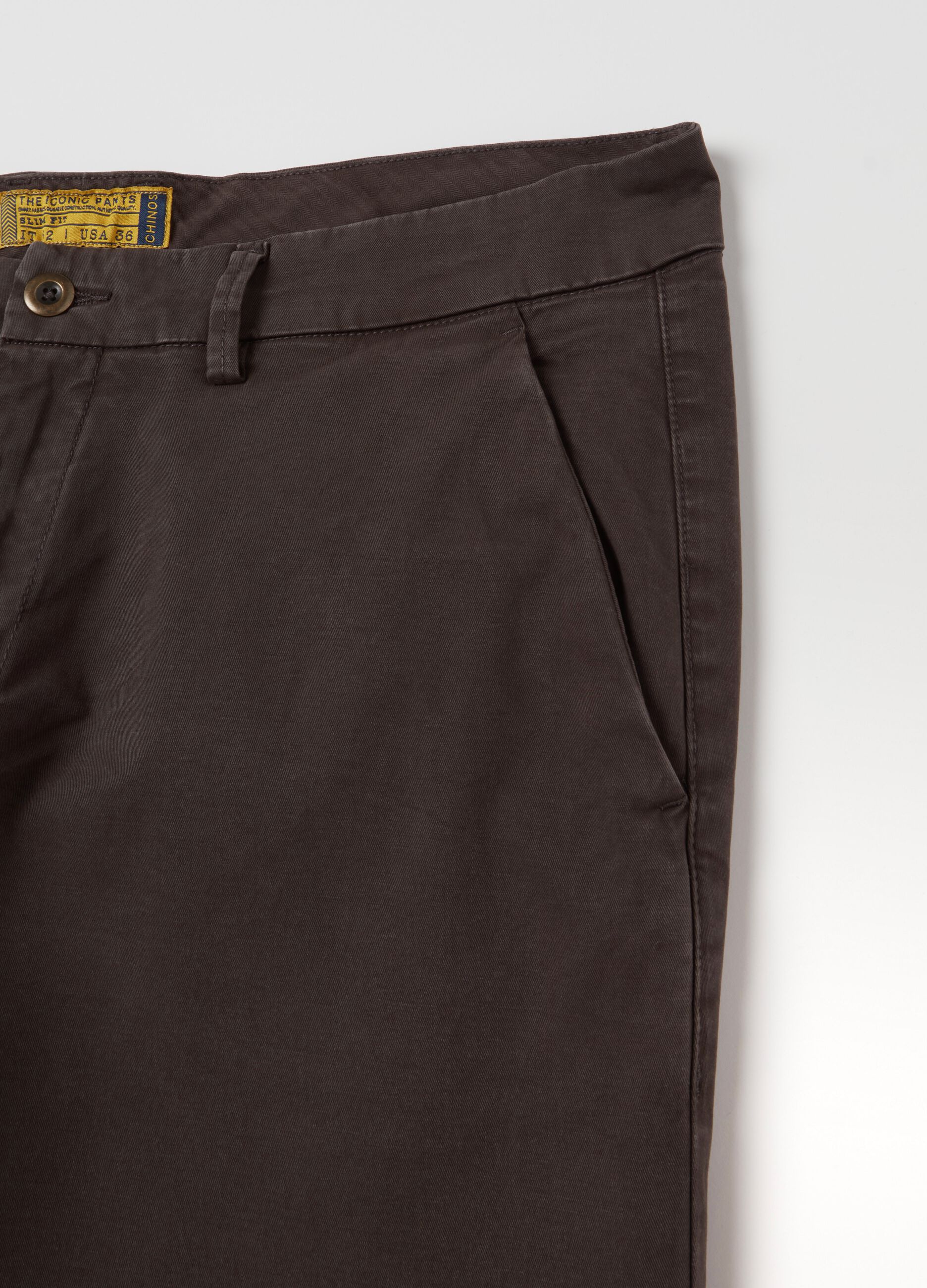 Slim-fit, stretch cotton chinos