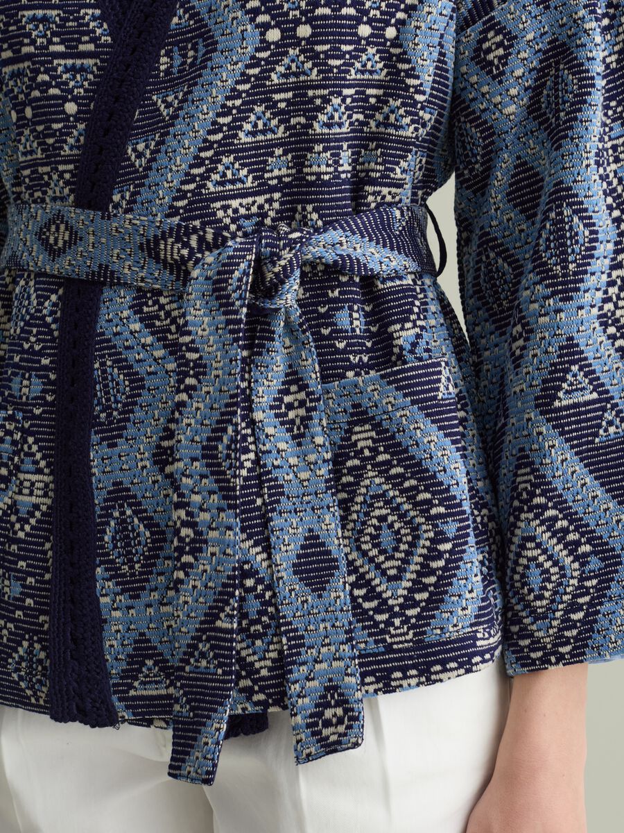 Kimono jacket with geometric jacquard pattern_2