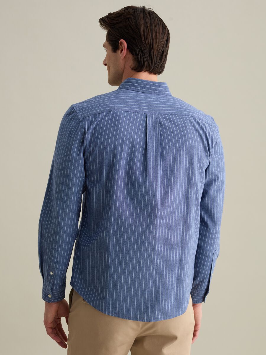 Striped regular-fit shirt in cotton and linen_2