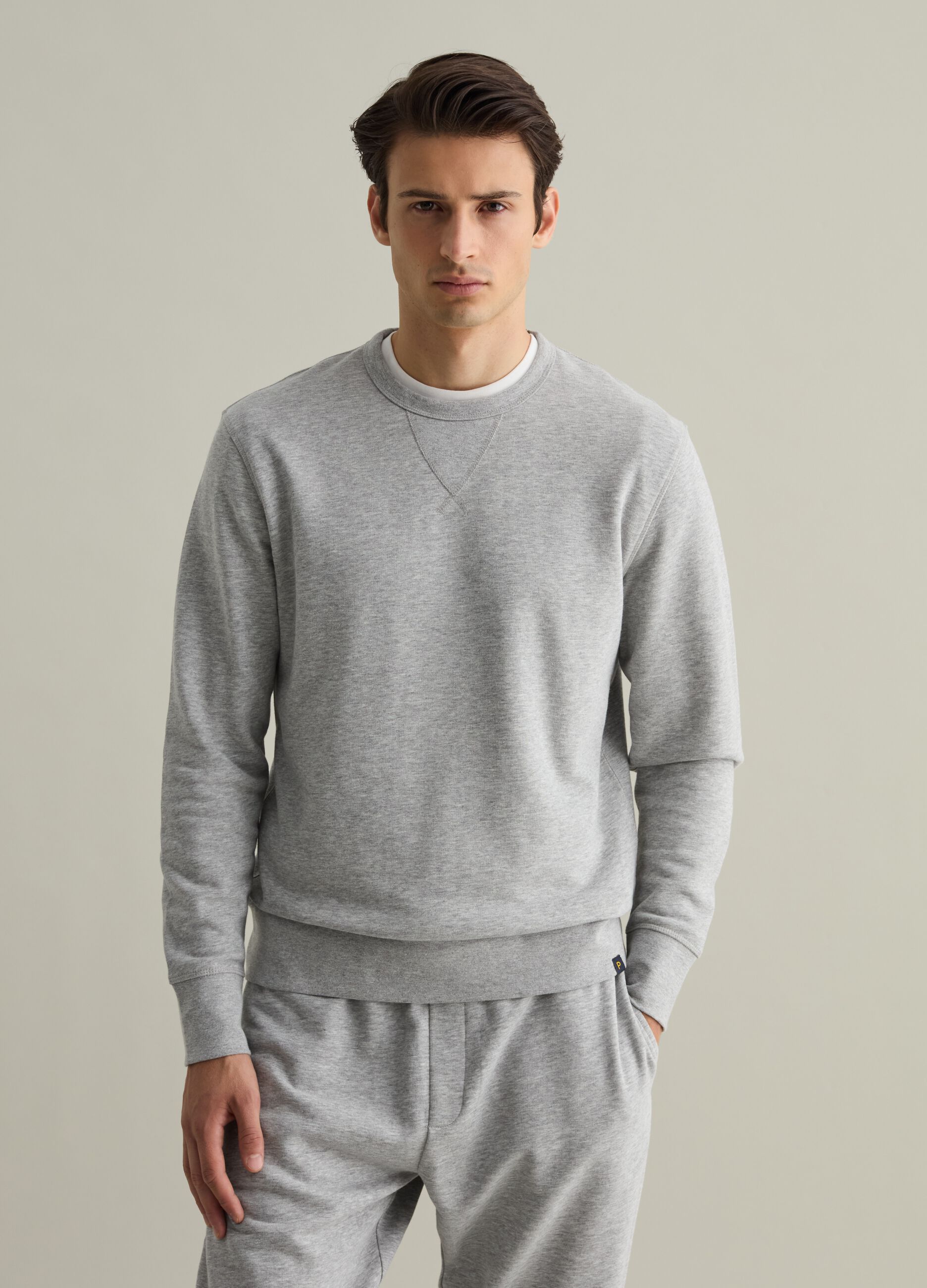 Sweatshirt with round neck and V detail
