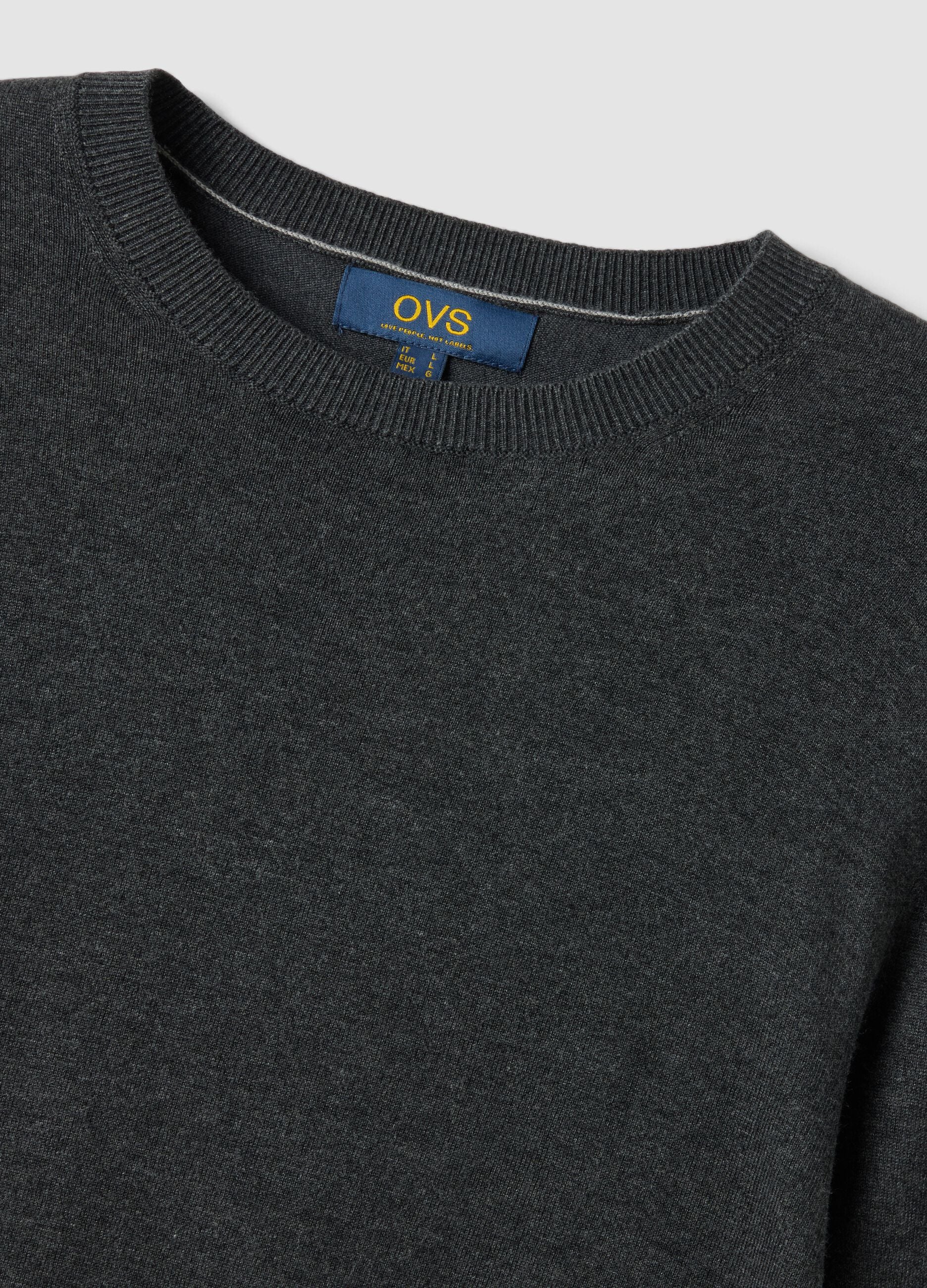 Grey crew-neck viscose-blend jumper, regular fit