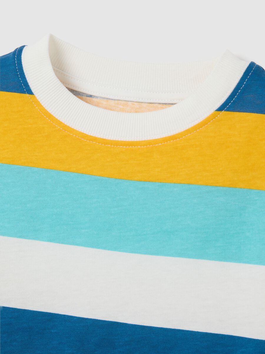 Multicoloured striped cotton T-shirt for kids_2