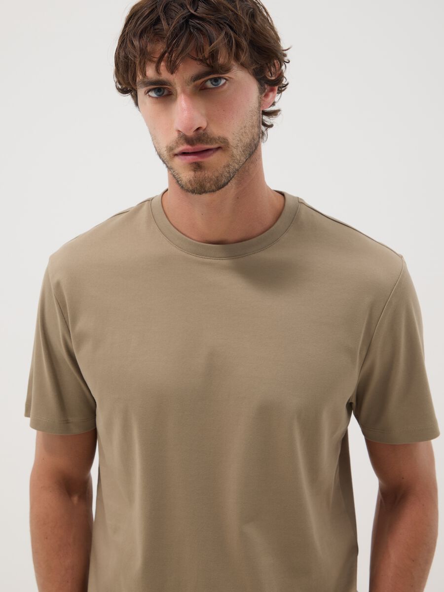 T-shirt beige in puro cotone_2