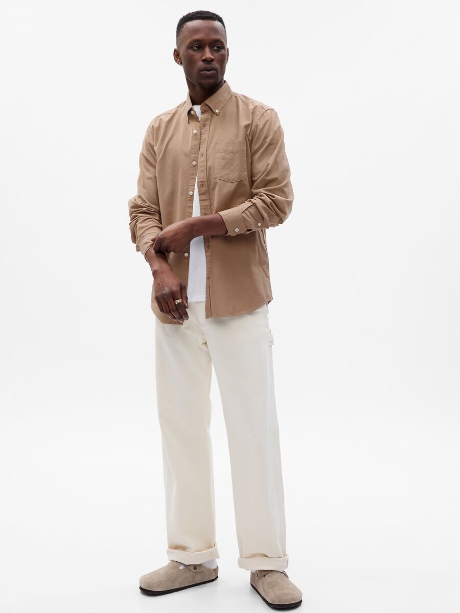 Camicia regular fit in cotone oxford bio stretch_0