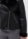 Black faux leather jacket with fur collar_4