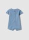 Infant Blue Ribbed Pure Cotton Romper with Buttons_1