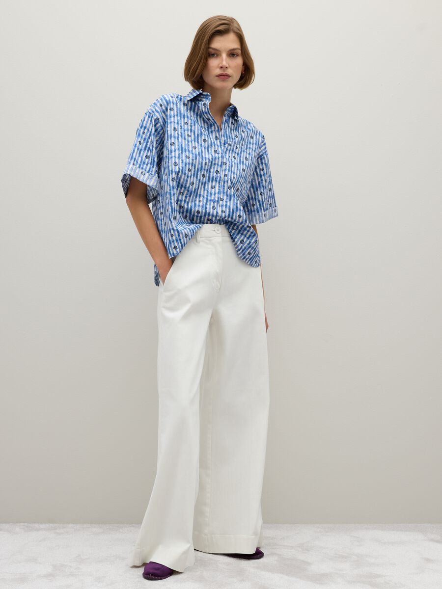 Oversized multicolour pure cotton striped shirt_1