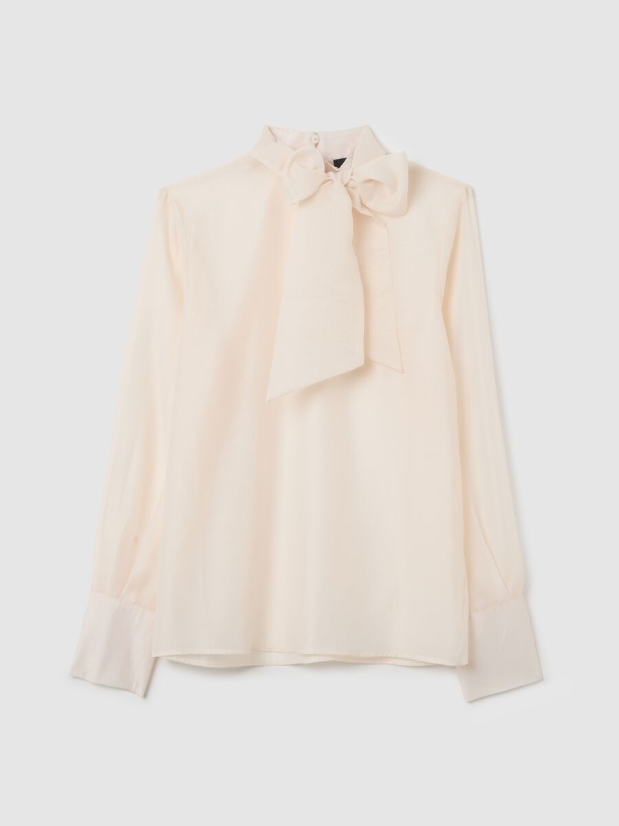 Camicia in organza bianca con fiocco regular fit_4