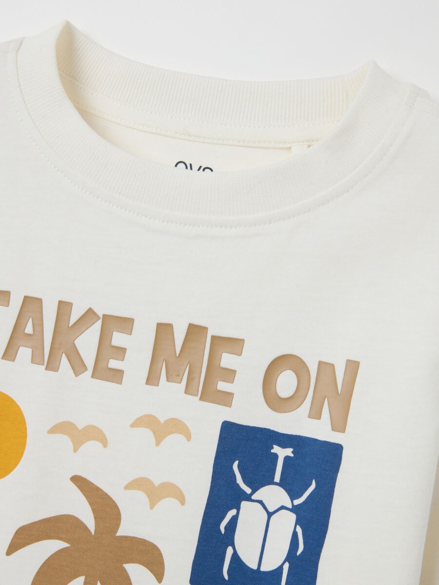 Kids' white pure cotton T-shirt regular fit_2