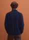 Cardigan blu con colletto in misto cotone_3