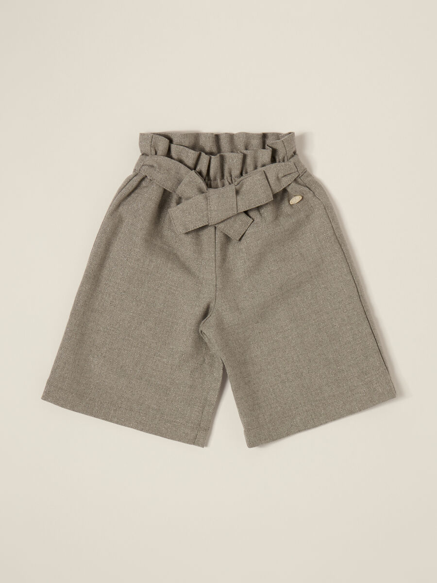 Pantaloni grigi paper bag per bambina_0