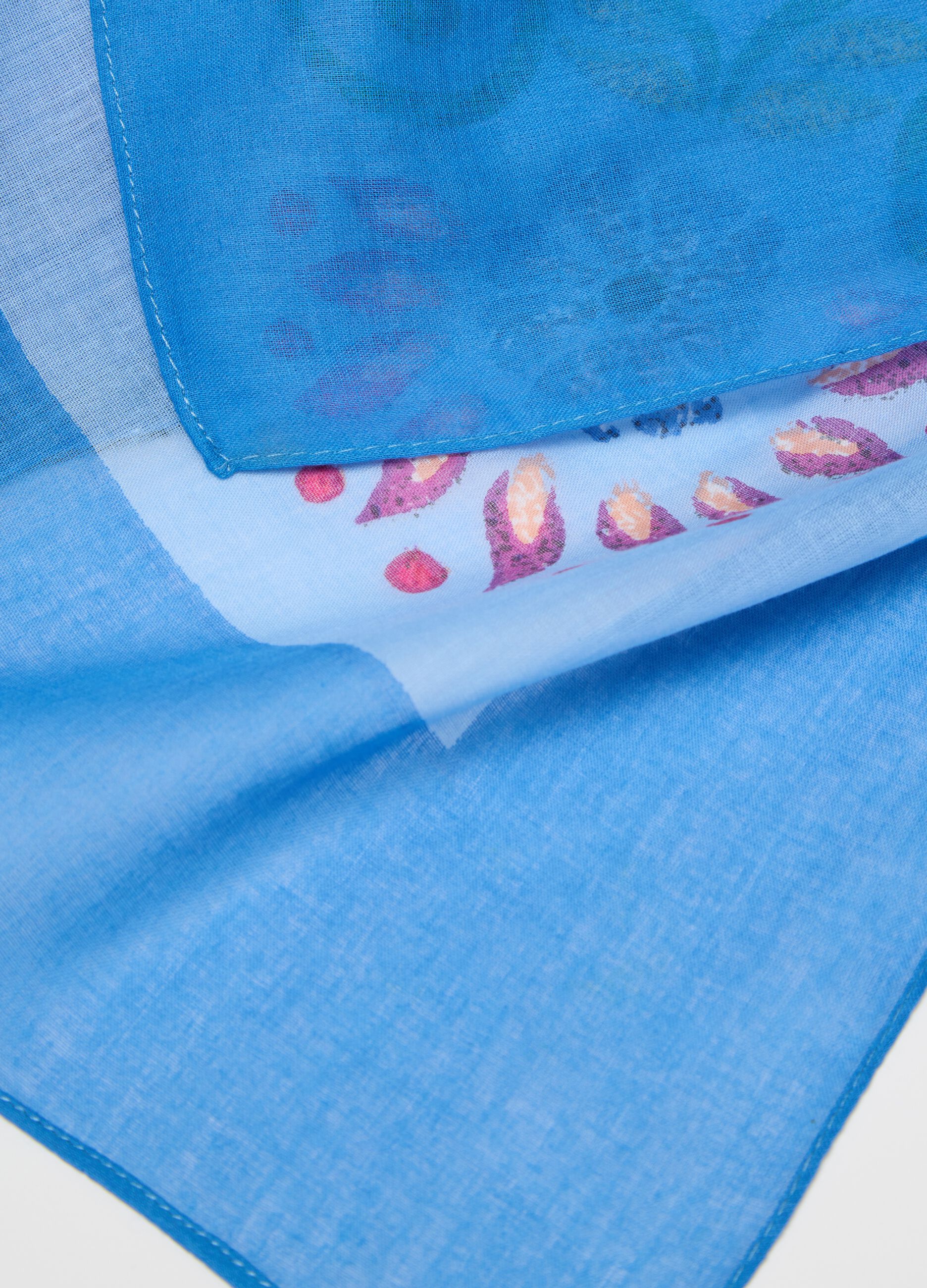 Light blue cotton scarf with pattern
