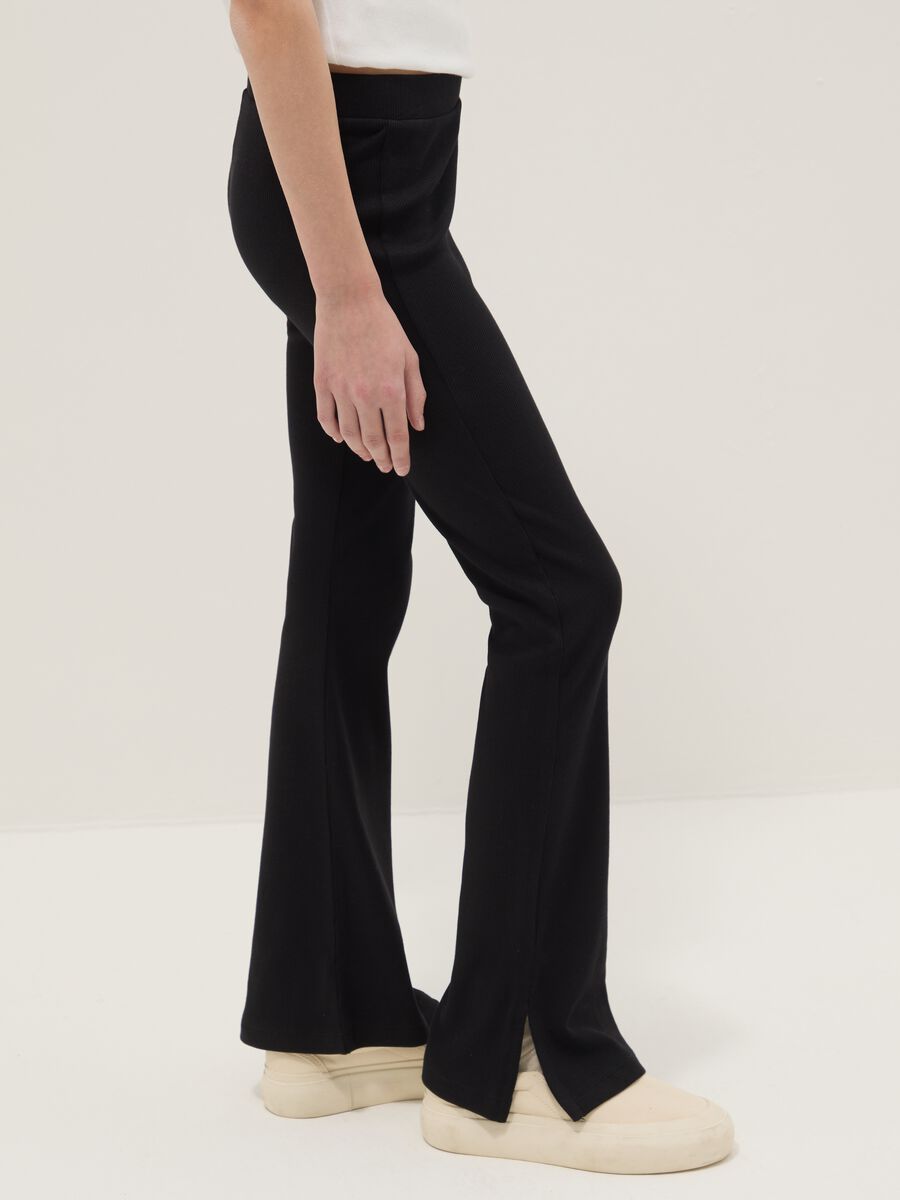 Black stretch cotton girls&rsquo; flare leggings_2