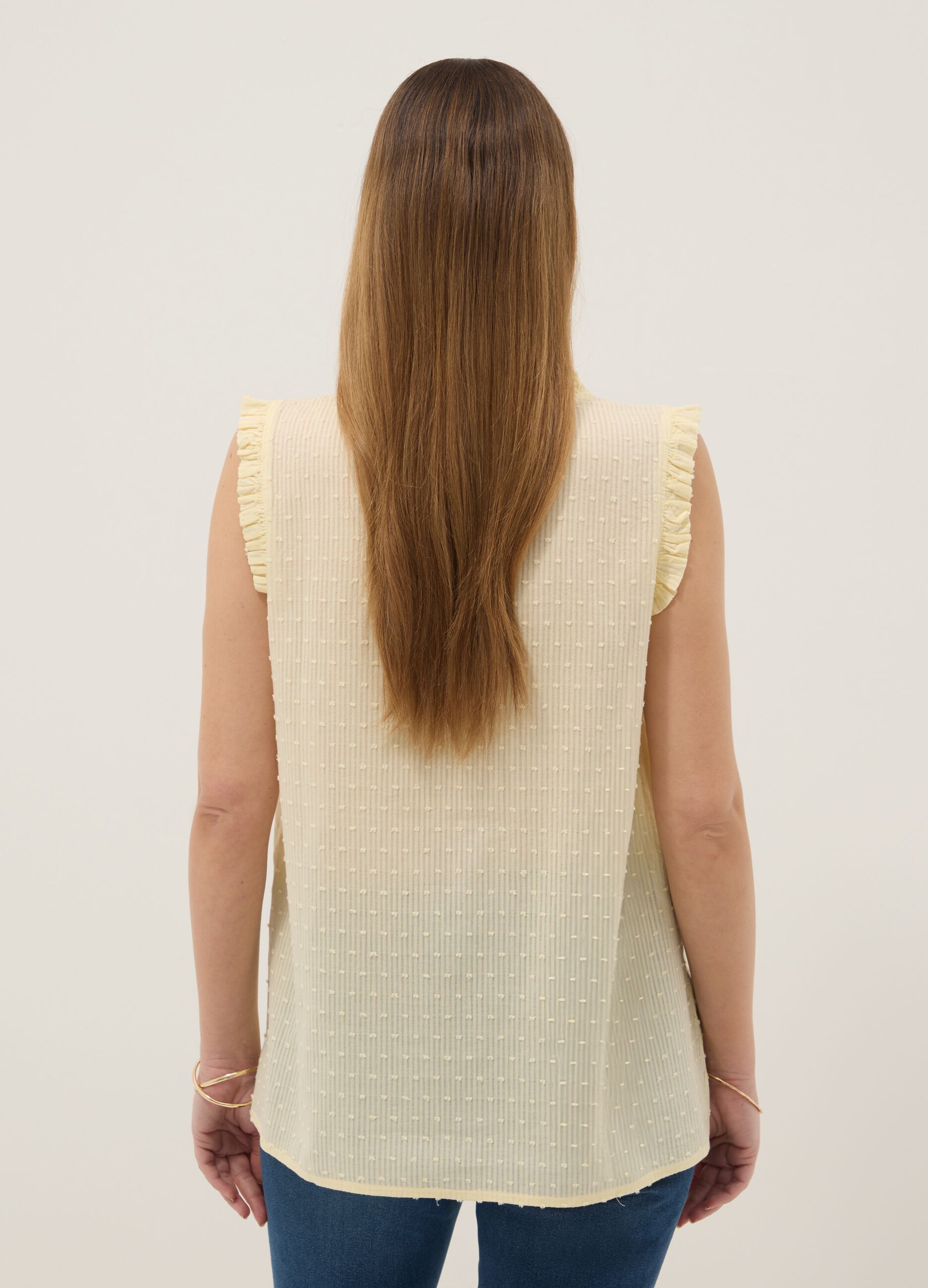 Yellow maternity blouse in pure cotton