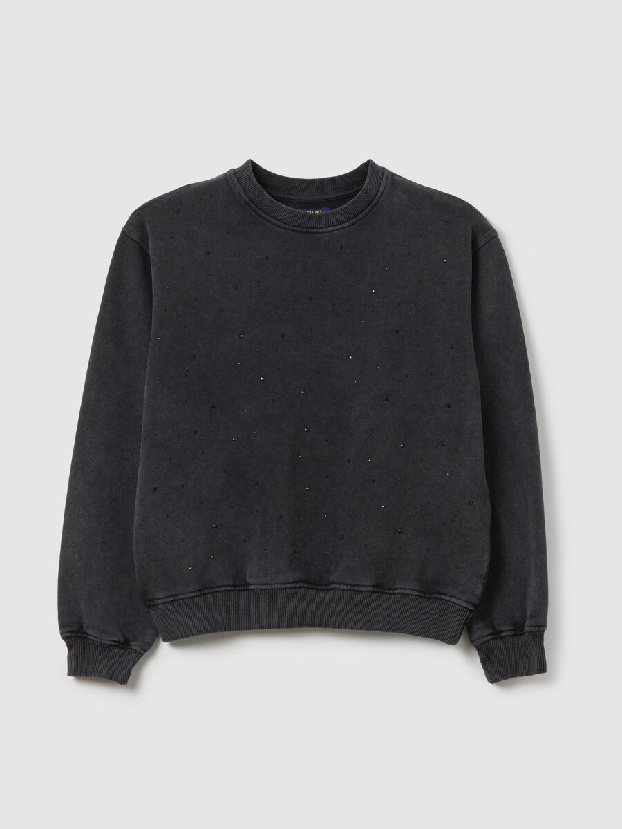 Girls' grey pure cotton sweatshirt regular fit_0