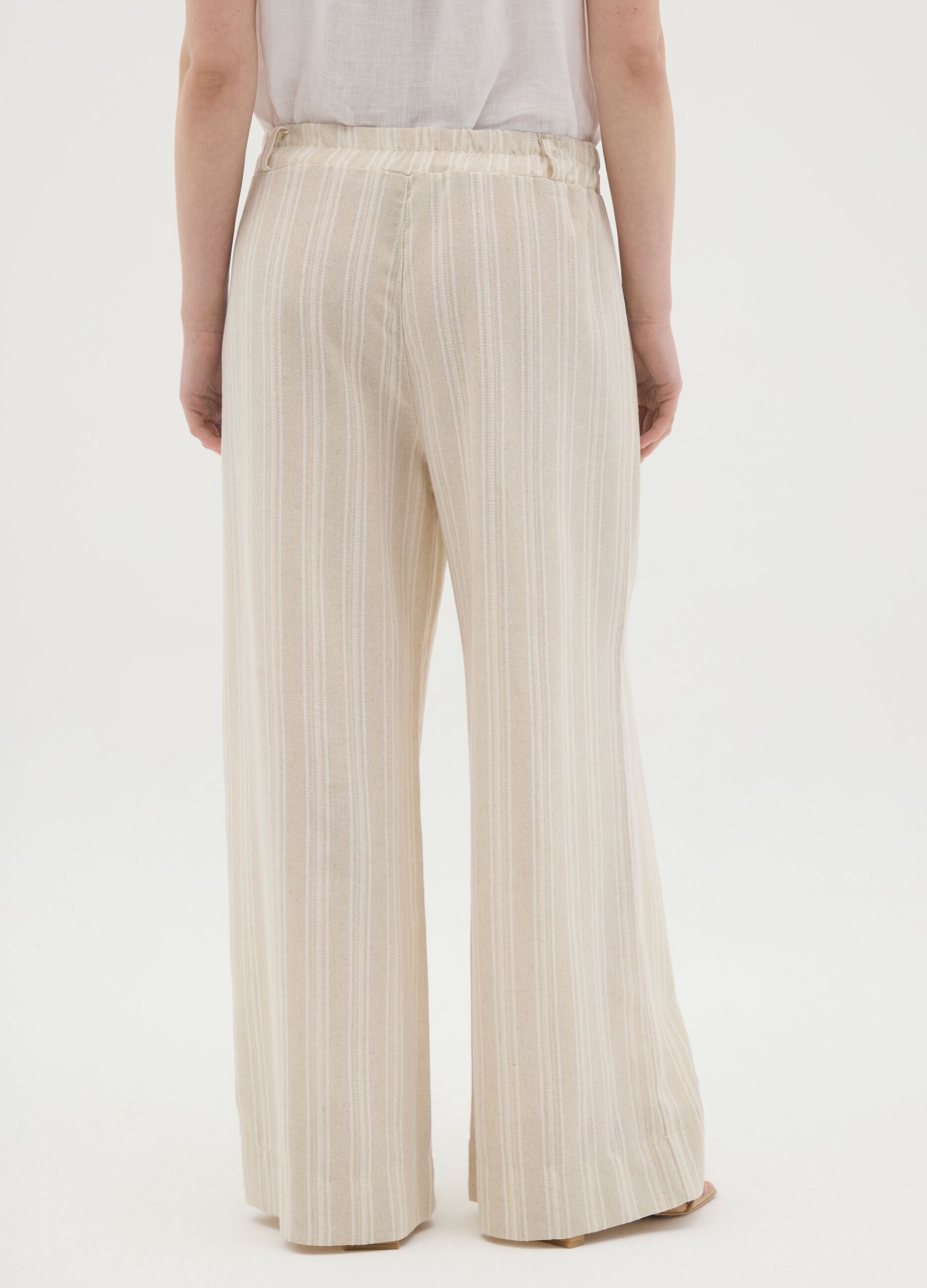 Pantaloni da donna in misto cotone beige regular fit
