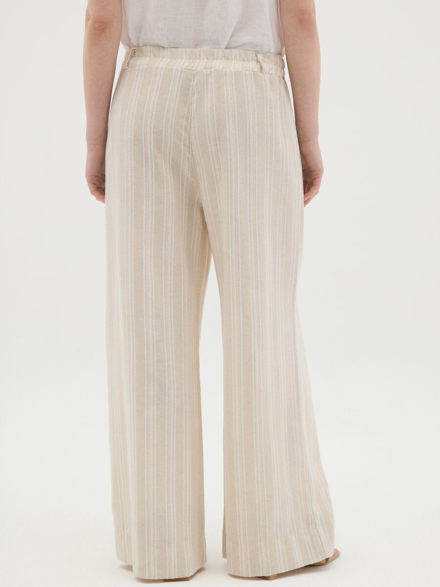 Women's beige cotton-blend trousers regular fit_3