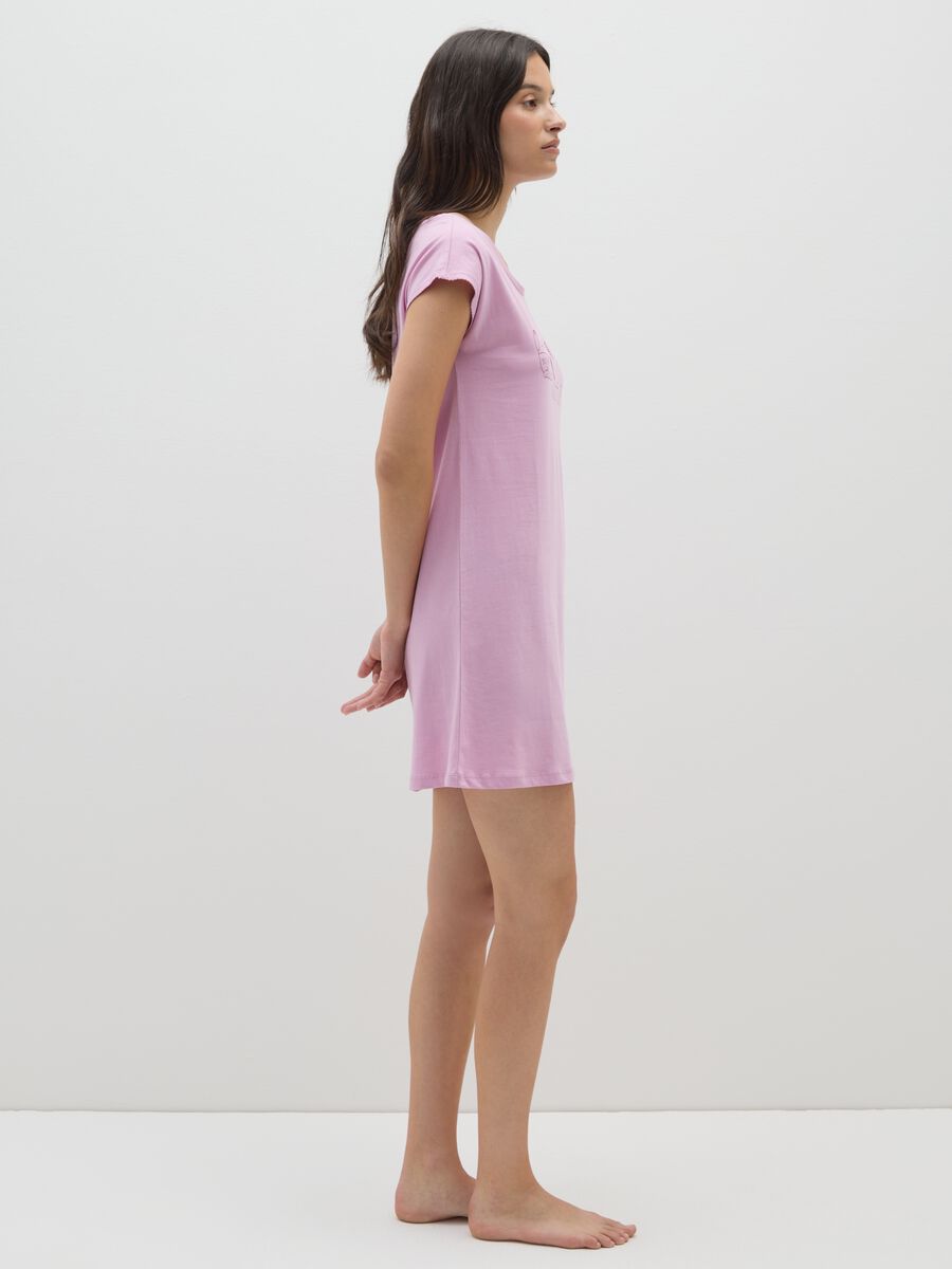 Vestito in puro cotone rosa con gatti_1