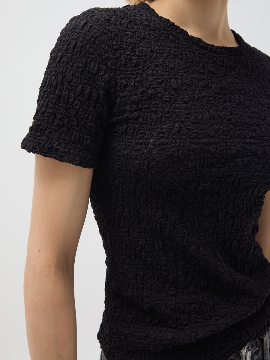 T-shirt in misto cotone nero regular fit_3