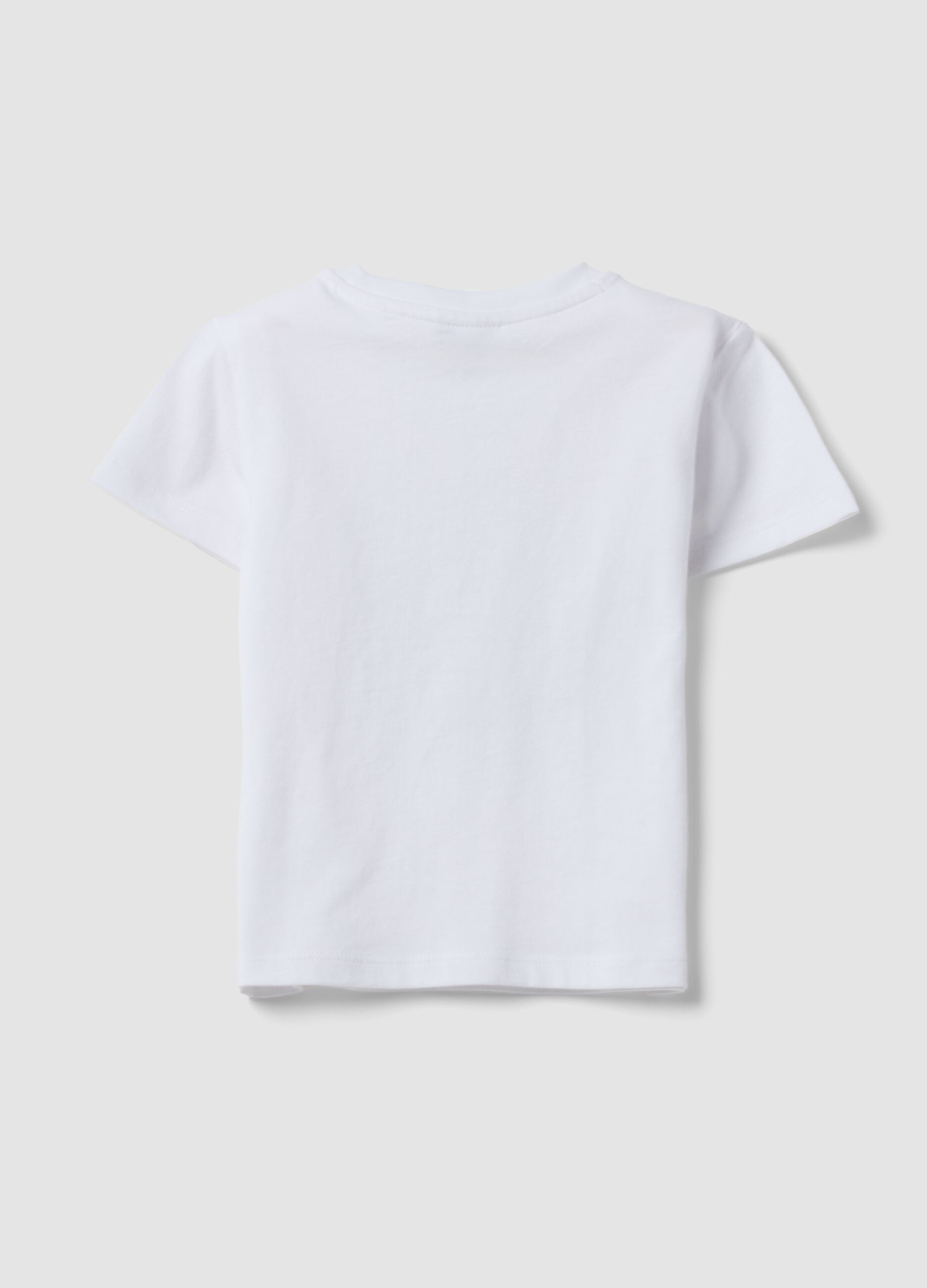 White organic cotton short-sleeve printed T-shirt