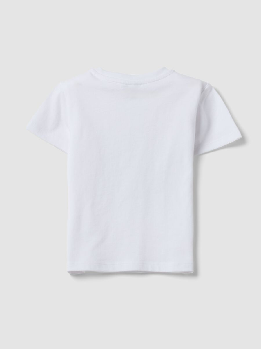 T-shirt bianca a maniche corte in cotone organico con stampa_1