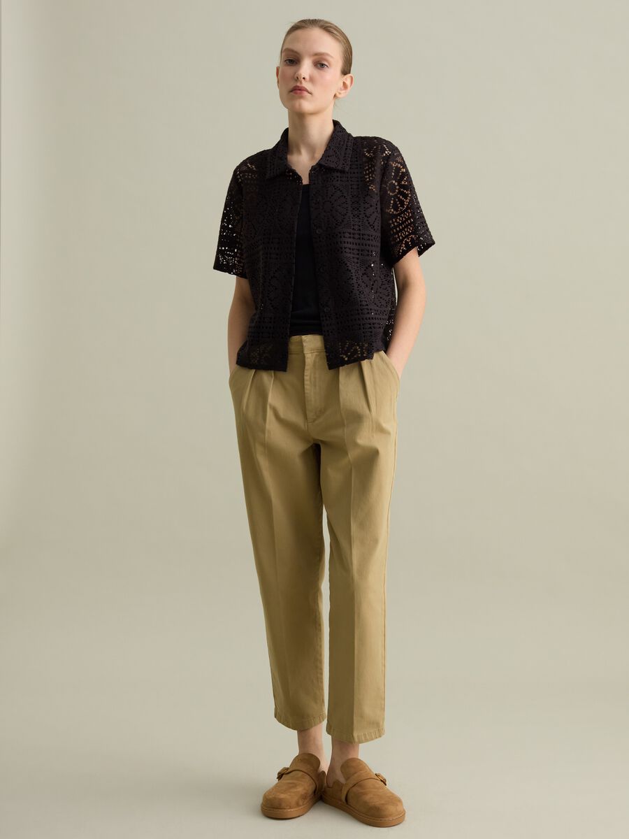 Black polo shirt in lace_1