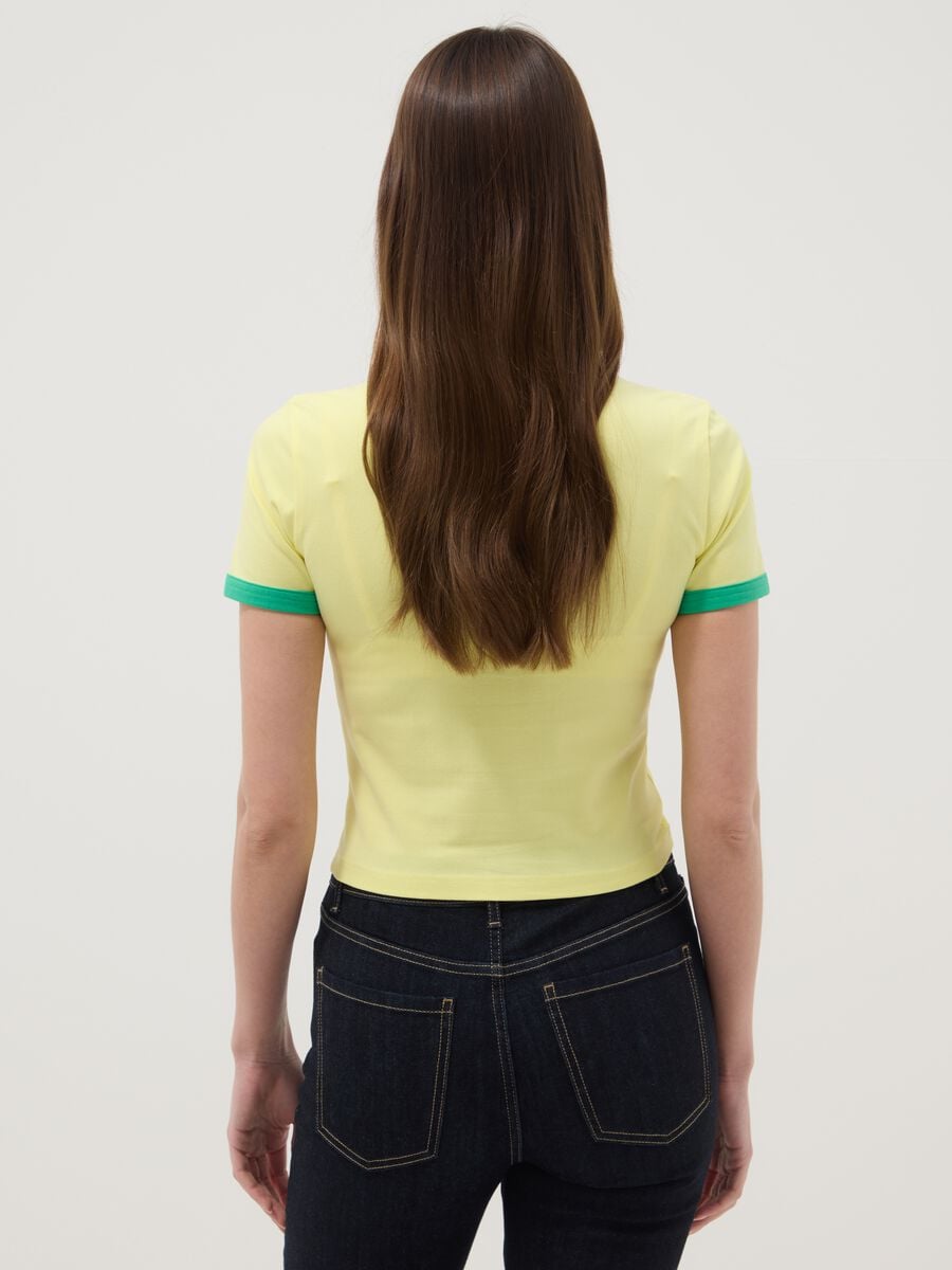 Tank top in cotone elasticizzato giallo con stampa Brazilian Girl regular fit_3