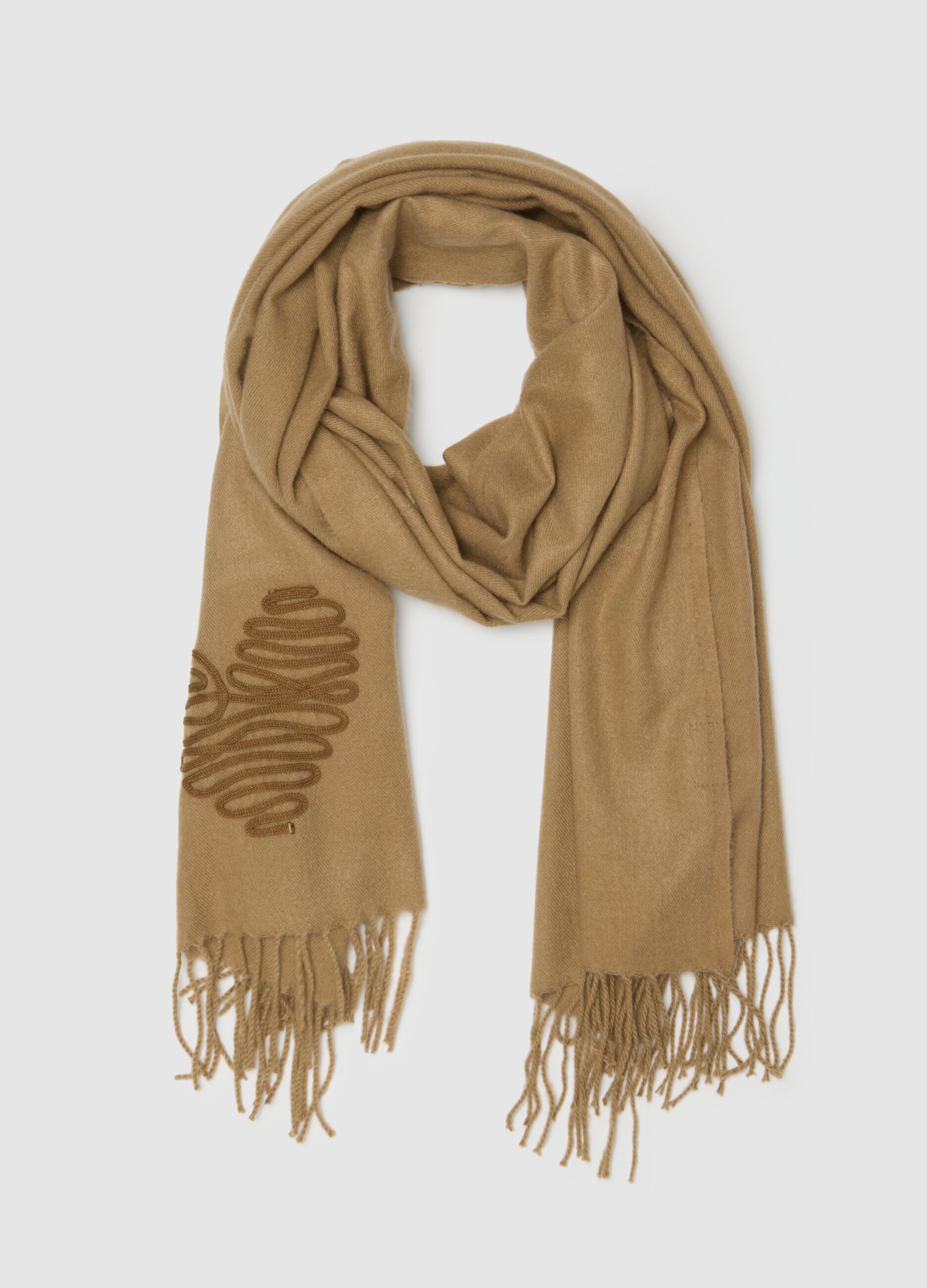 Beige Scarf with Fringes
