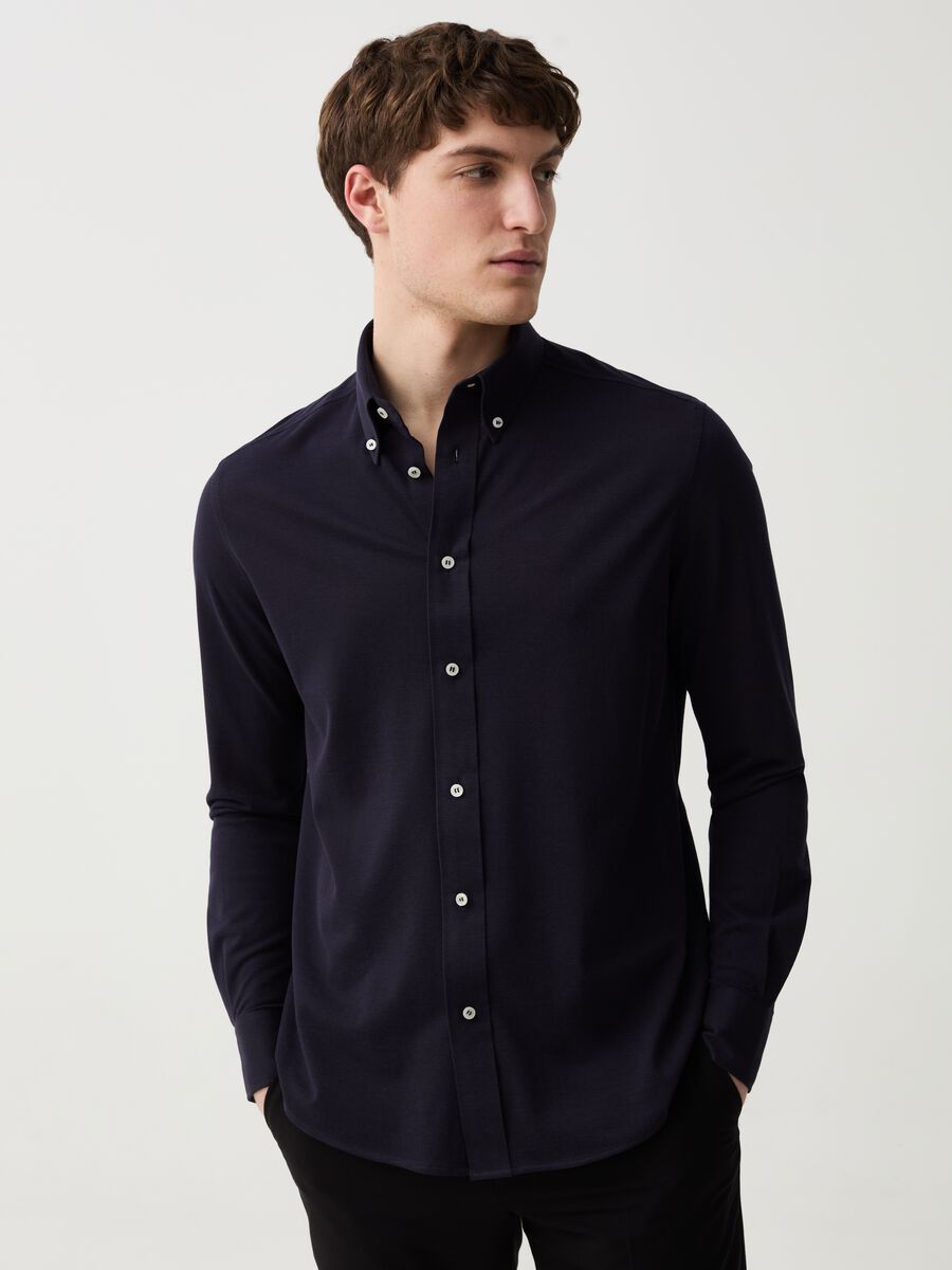 Regular-fit button-down knit shirt_0