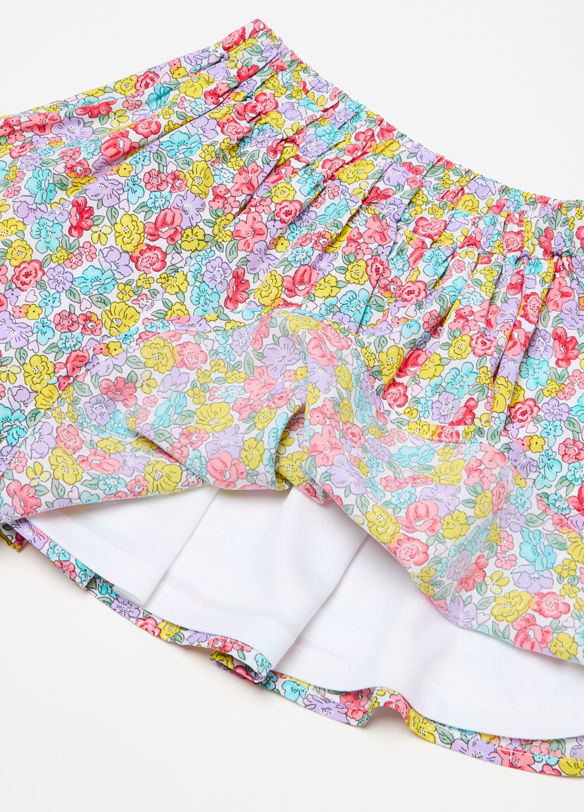 Gonna corta con stampa a fiori