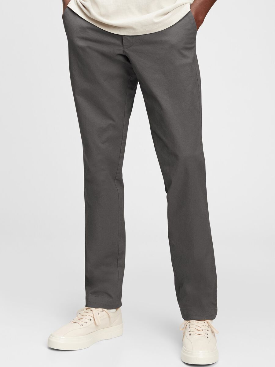 Slim fit, stretch cotton trousers_0