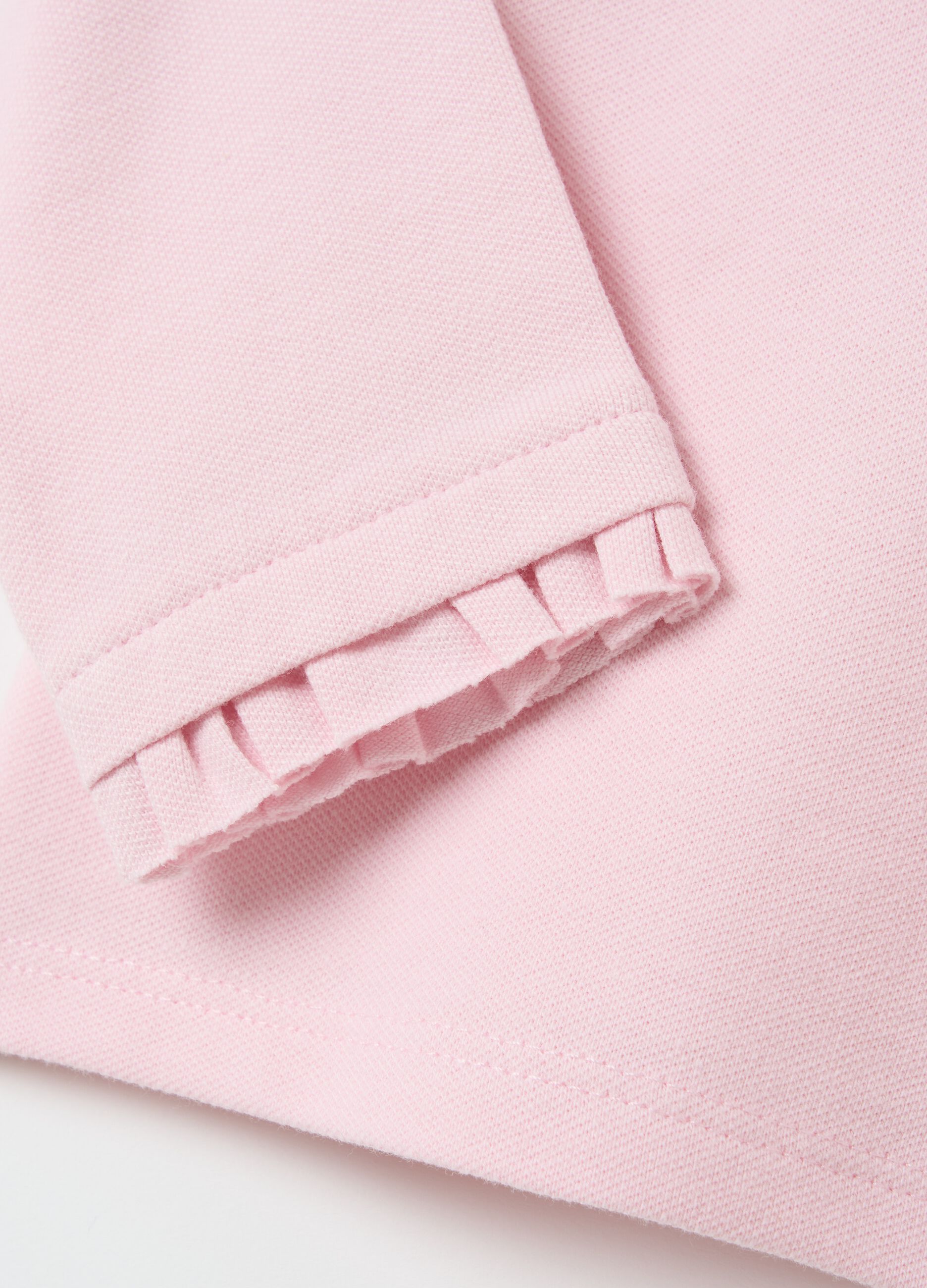 Long-sleeved polo shirt with frills
