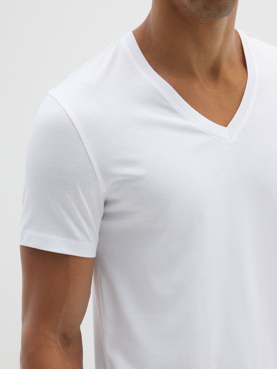 Bipack di t-shirt in cotone Supima con scollo a V profondo nere _3