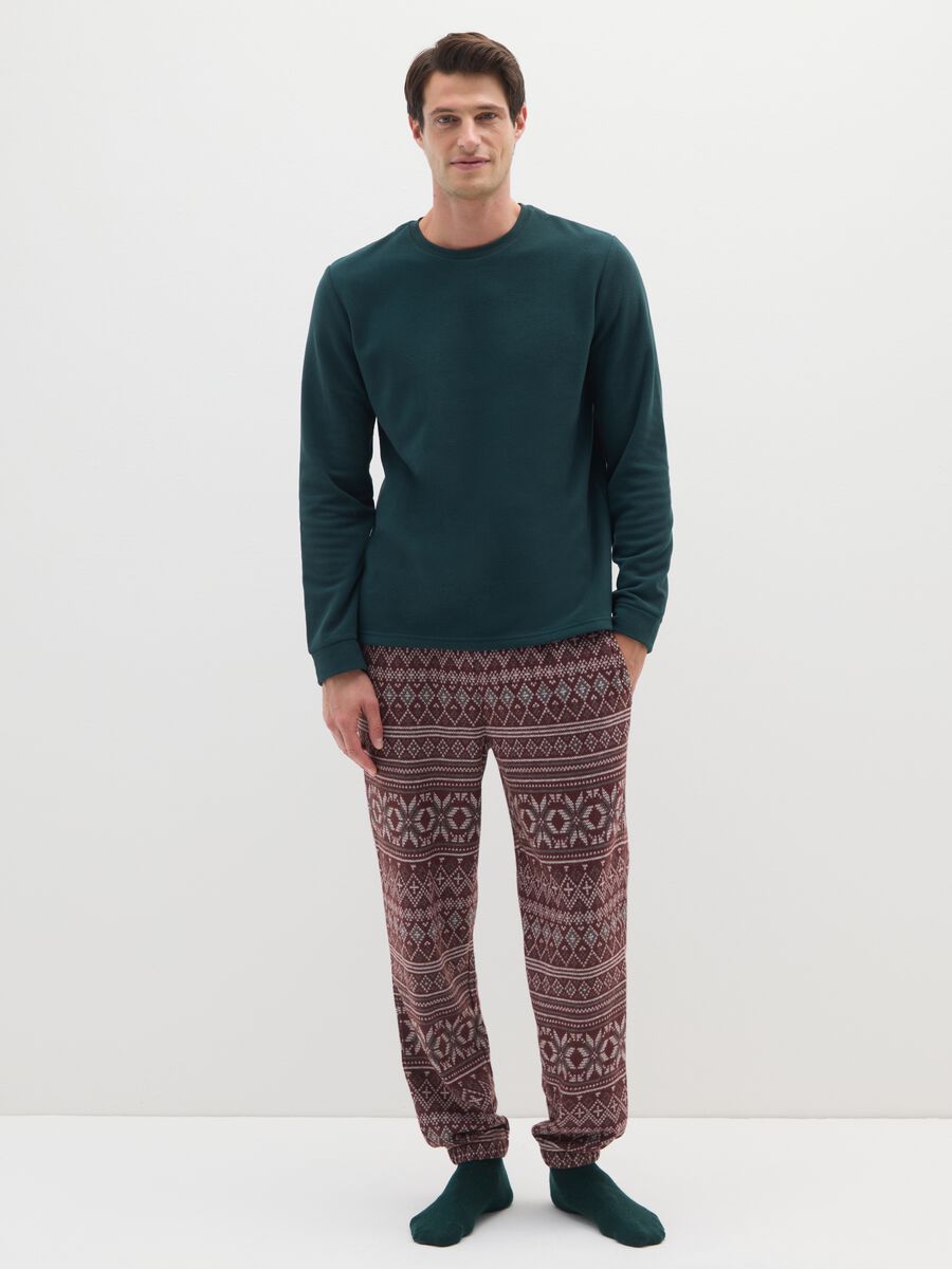 Multicolour regular fit pyjama trousers with geometric pattern_0