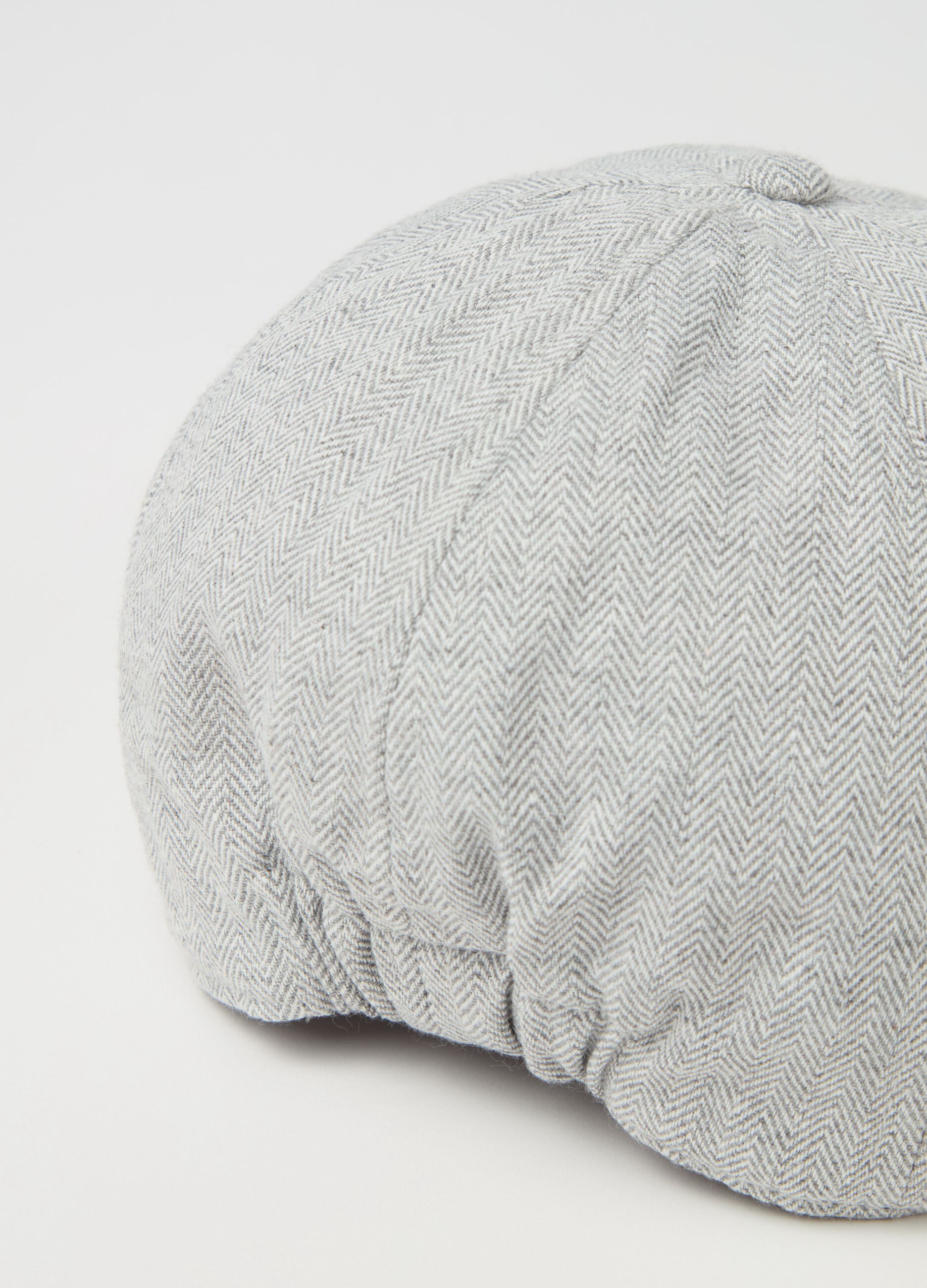 Flat cap with herringbone weave