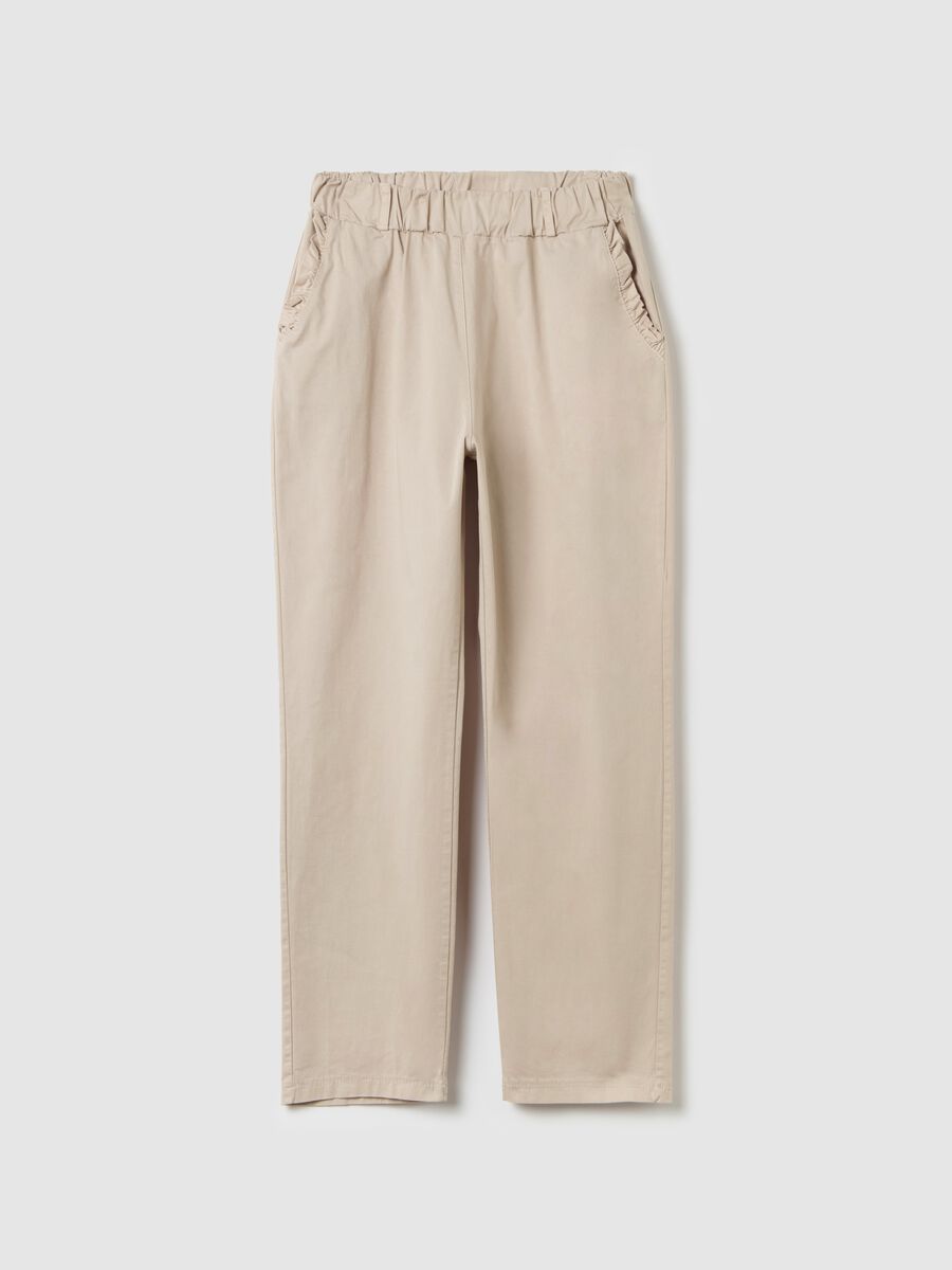 Stretch cotton trousers with drawstring_4