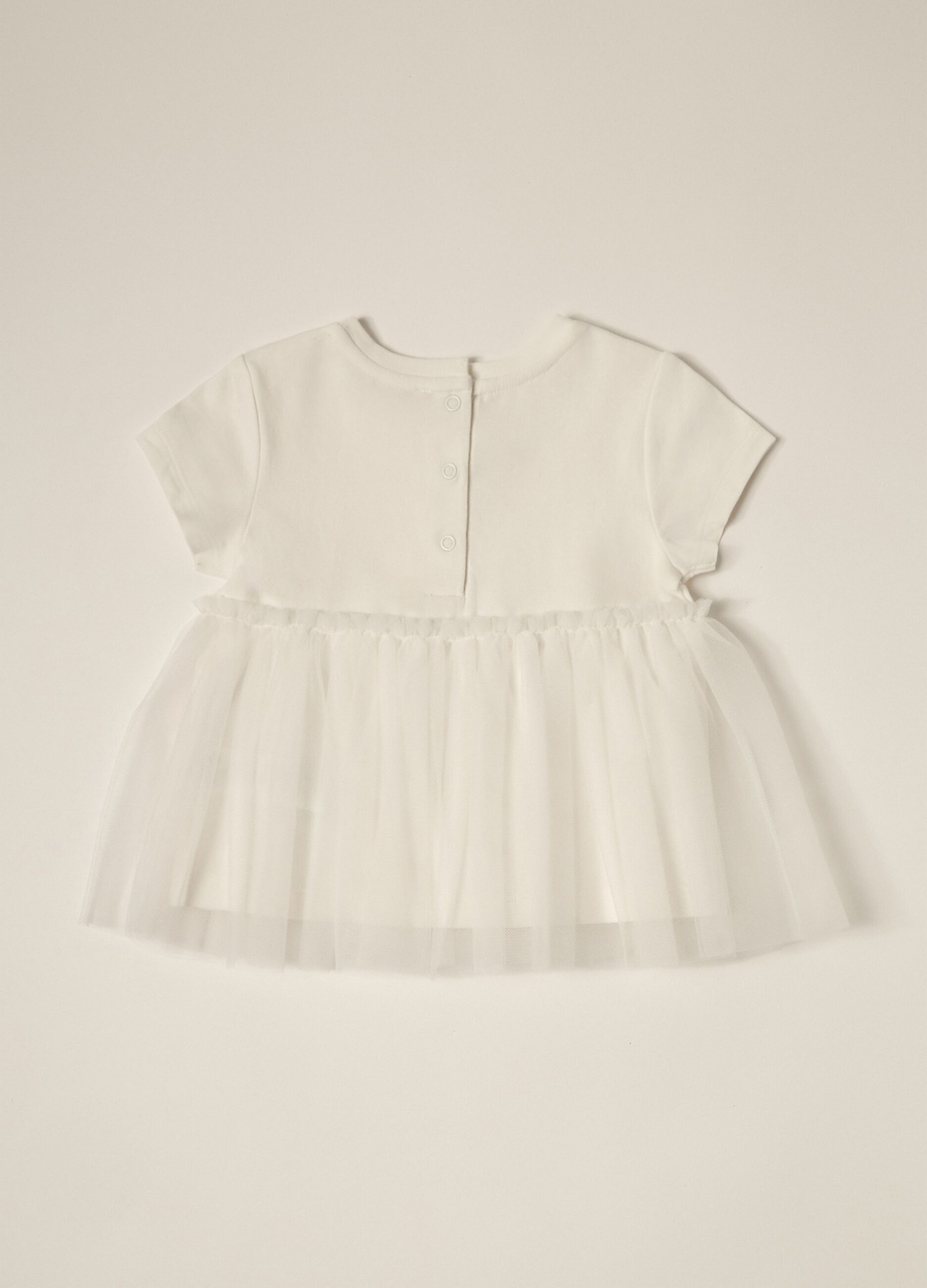 IANA newborn girl T-shirt in stretch jersey with tulle