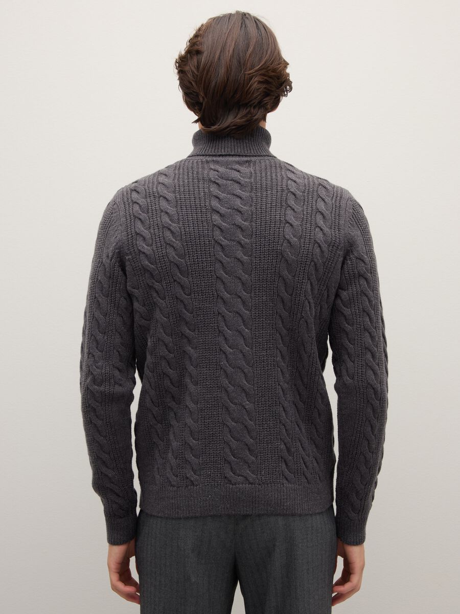 Grey turtleneck jumper regular fit with jacquard pattern_3