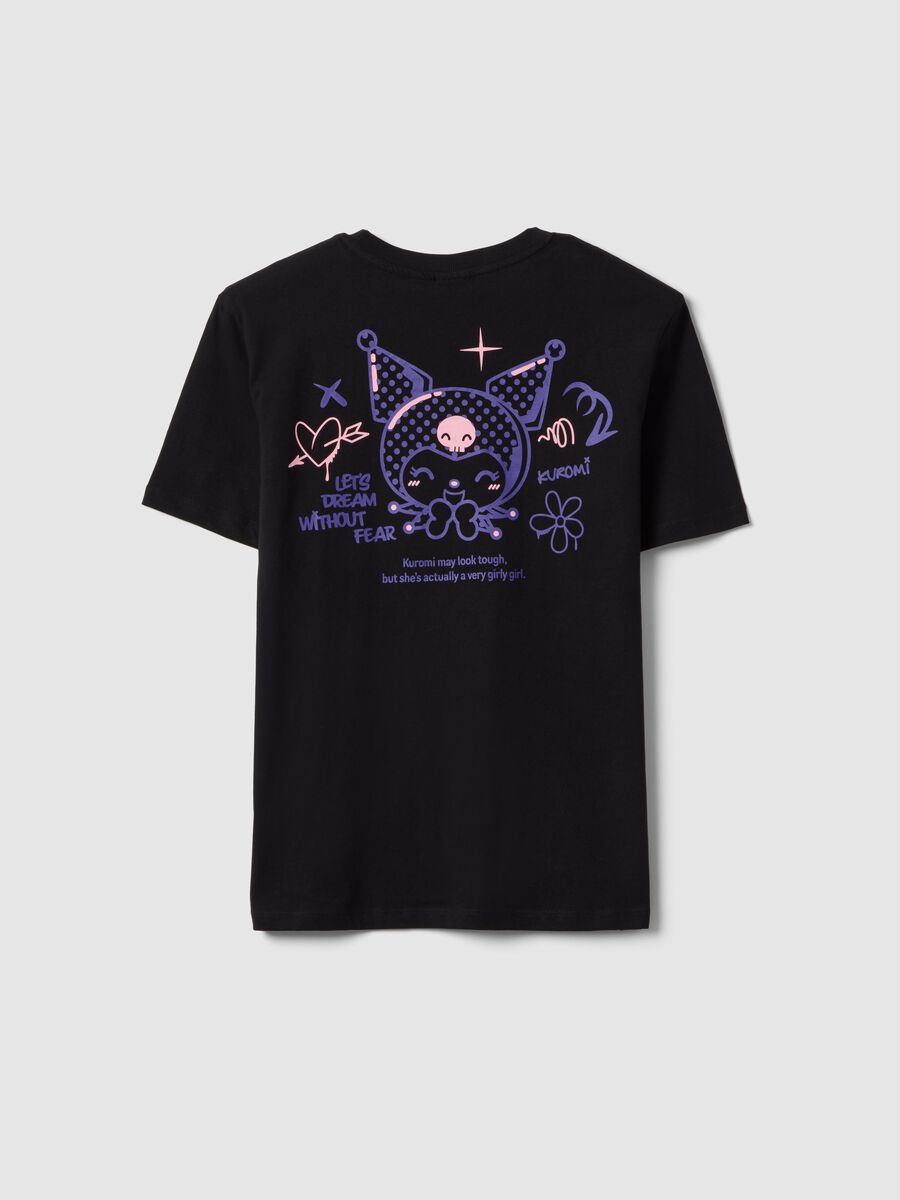 T-shirt in puro cotone nero da ragazza regular fit con Kuromi_4