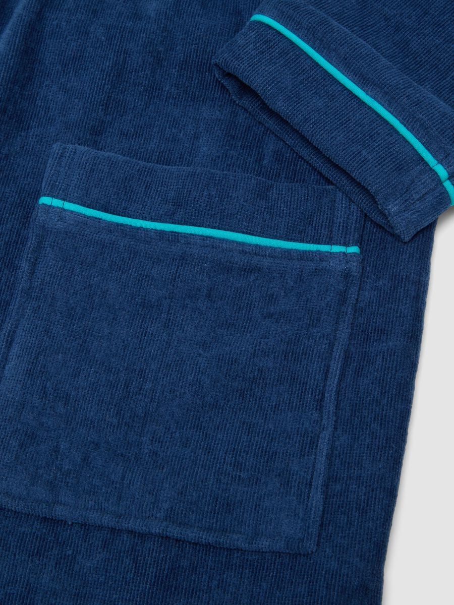 Accappatoio blu in puro cotone organico con cappuccio per bambino e ragazzo_3