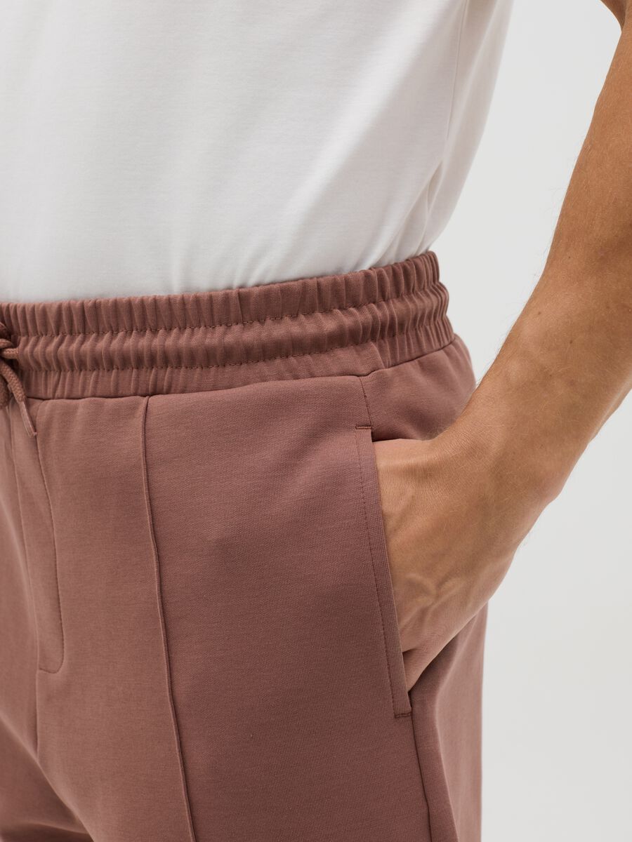 Brown Bermuda joggers in fleece_3