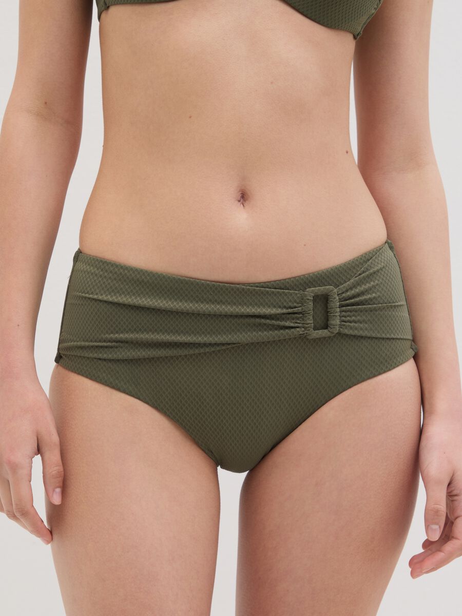 Green high-rise bikini briefs with buckle_2