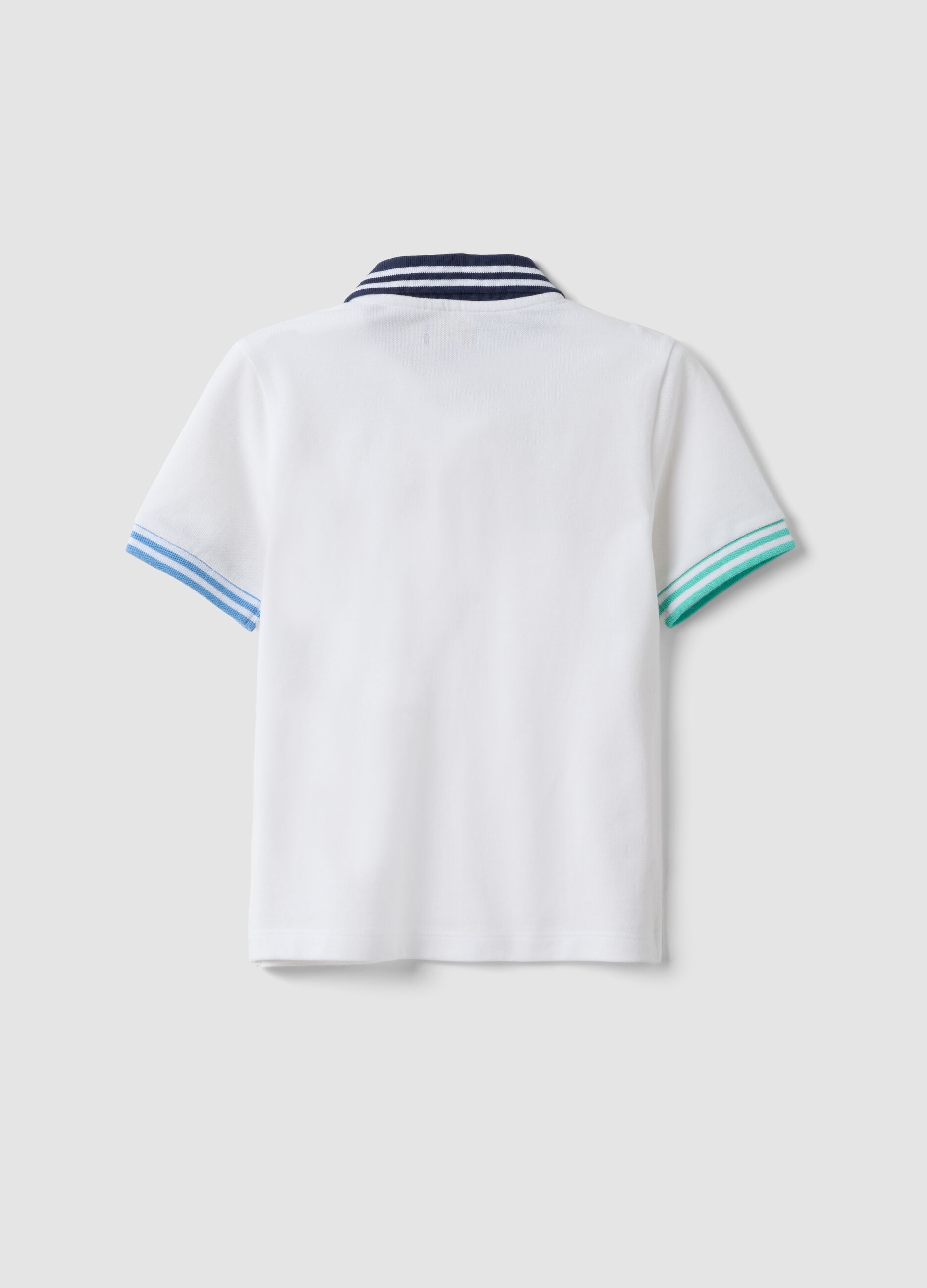 Children's white pure cotton polo regular fit with coloured trims