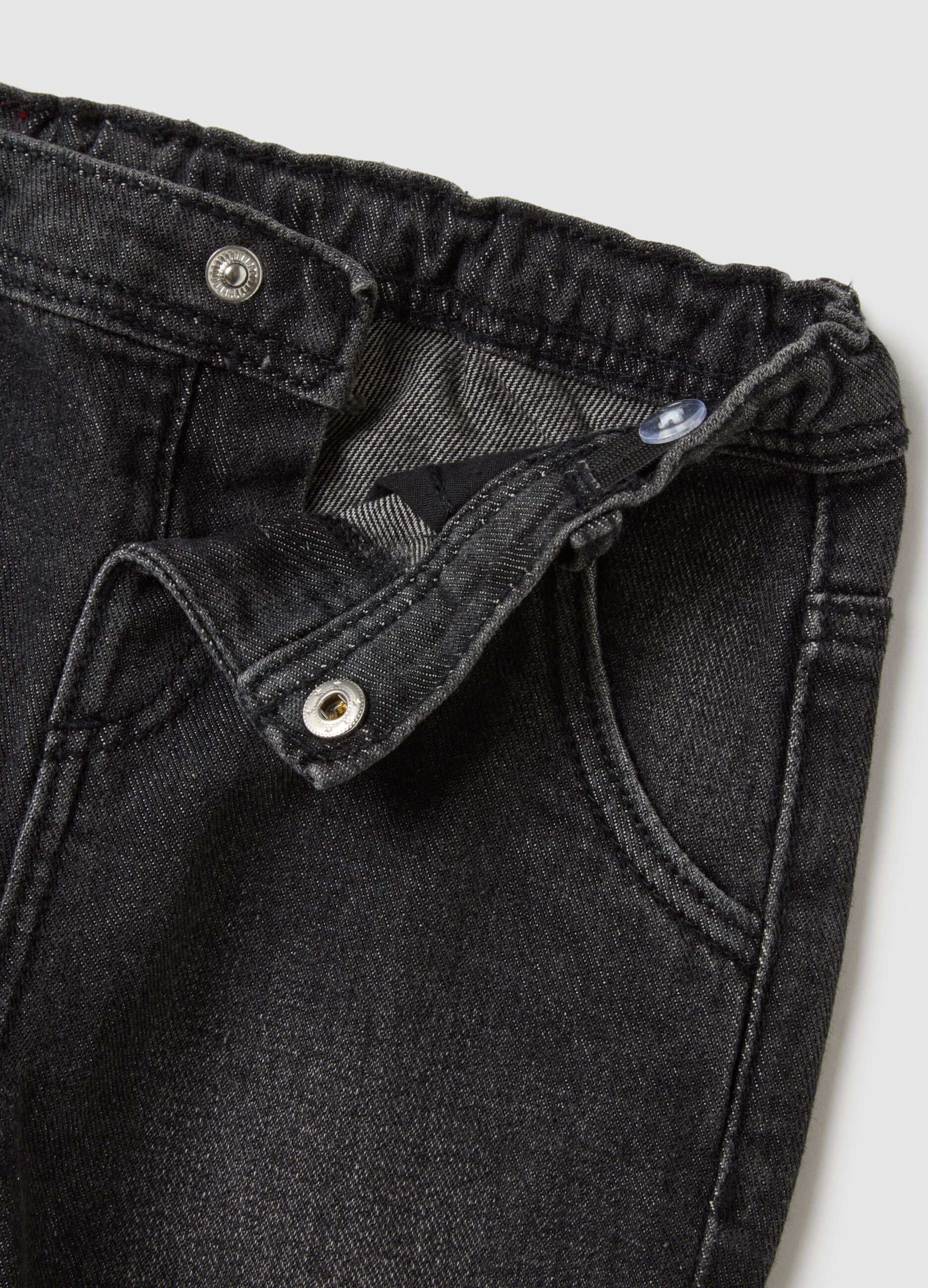 Children's black pure cotton trousers regular fit