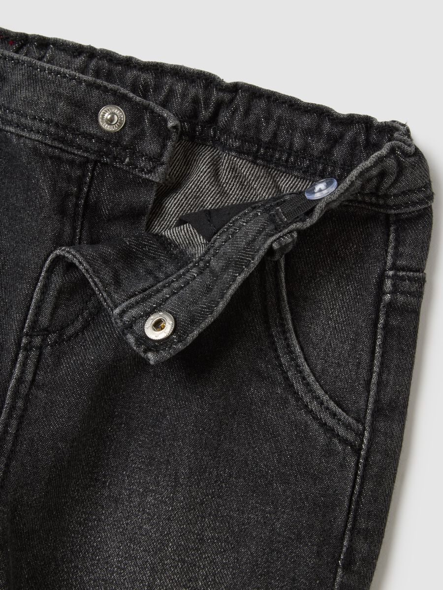 Pantaloni da bambino in puro cotone nero regular fit_3