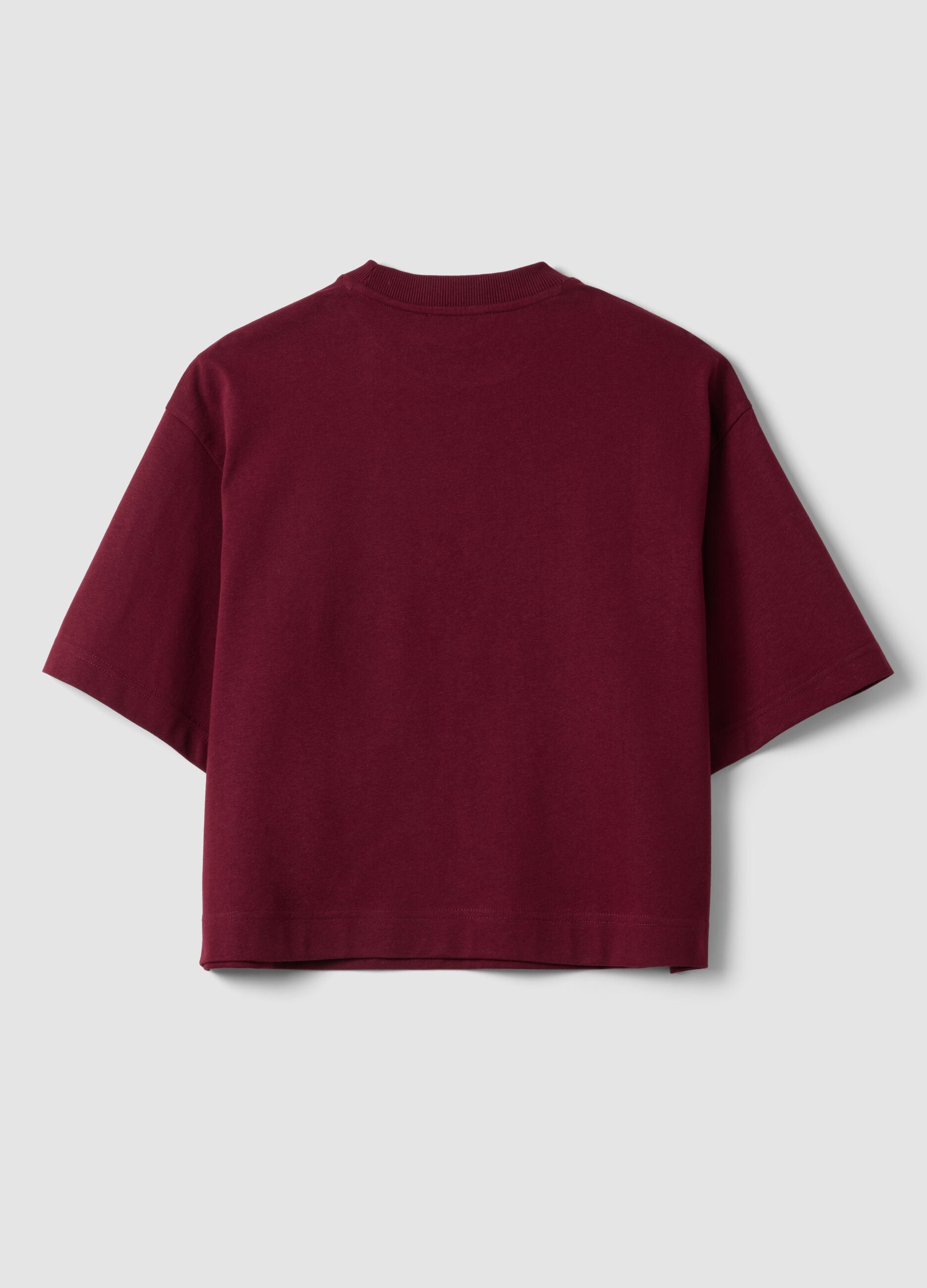 Red cotton-blend jersey crew-neck T-shirt, regular fit