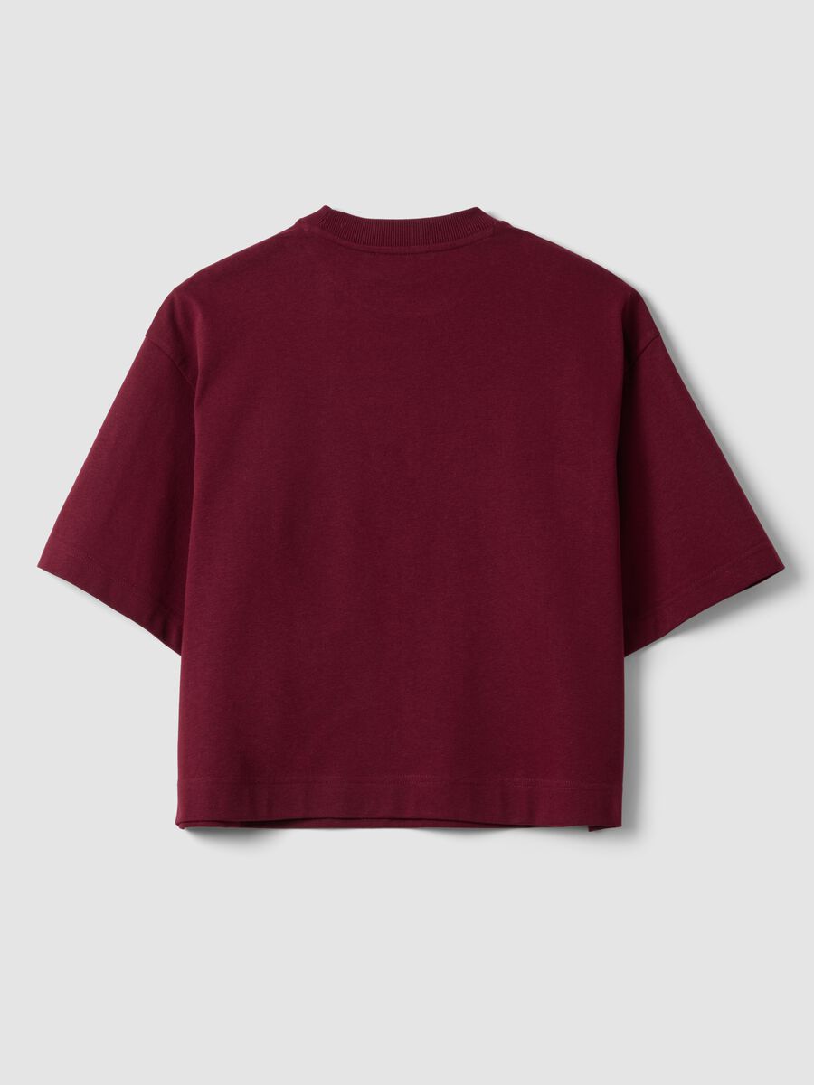 T-shirt rossa in misto cotone jersey a girocollo regular fit_6