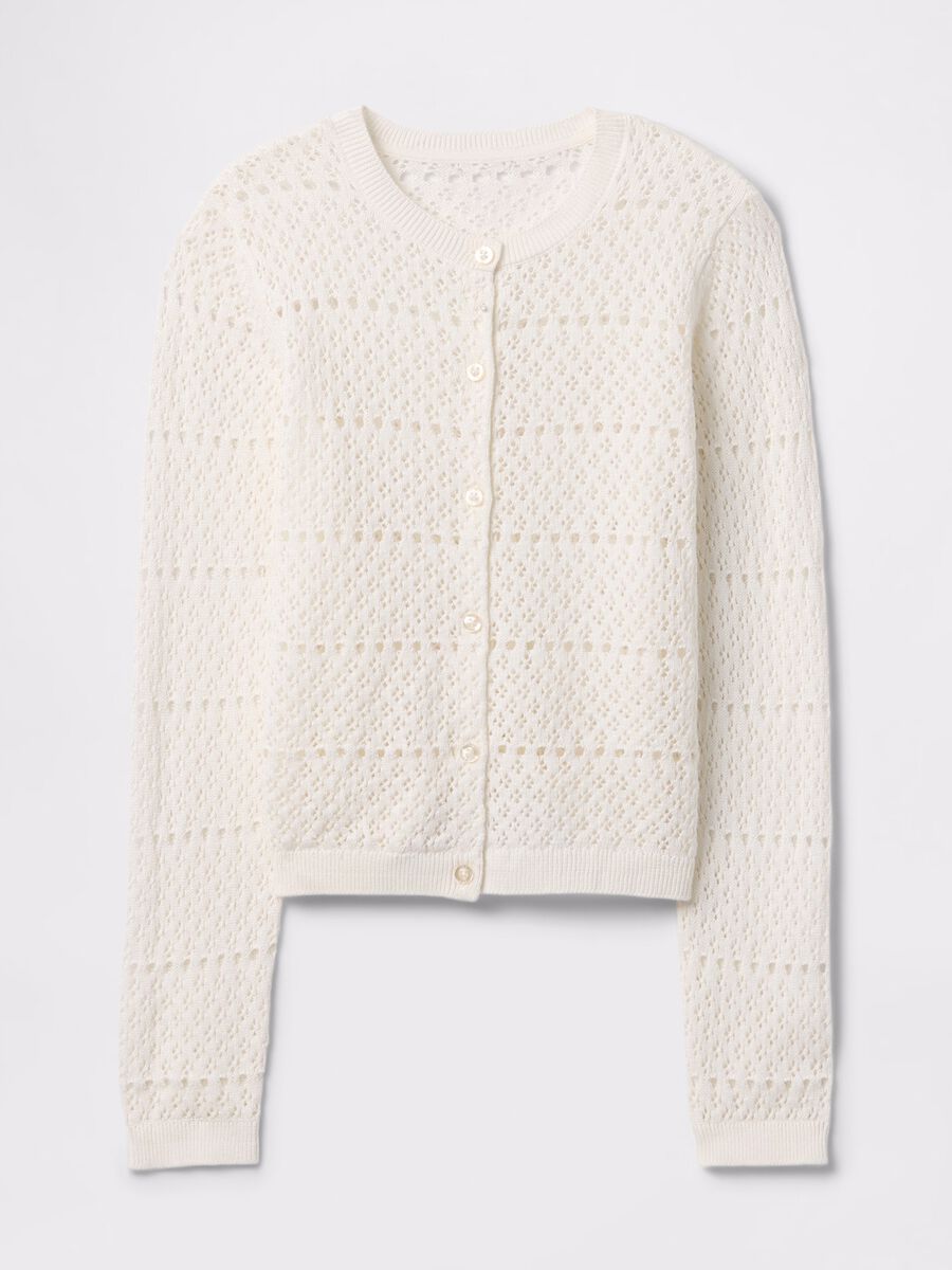 White cardigan with openwork design_3